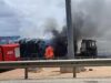 Un camion chargé d’allumettes s’embrase sous l’échangeur de Godomey
